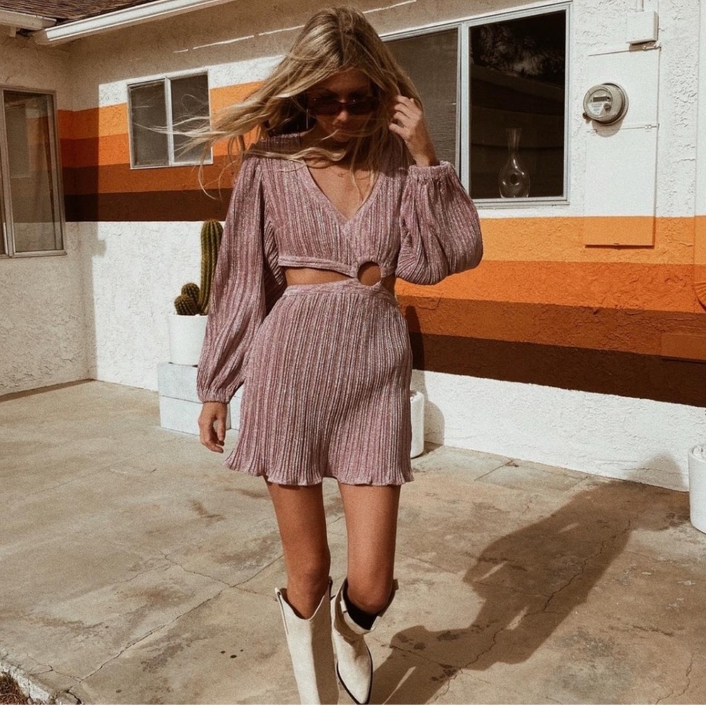 SUBOO Mars Long Sleeve Cut Out Mini Dress Size XS